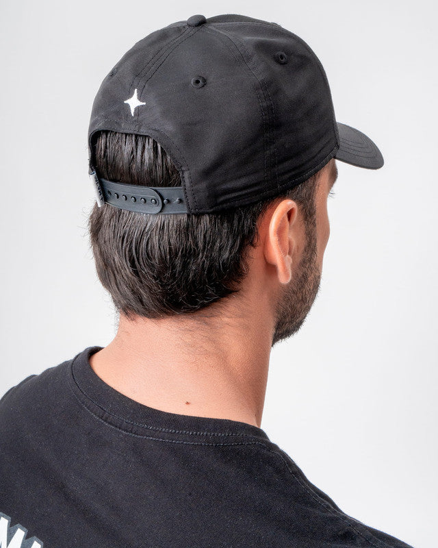 Explorer Emblem Snapback Cap, Black, side view, Cotton, sun protection and casual style
