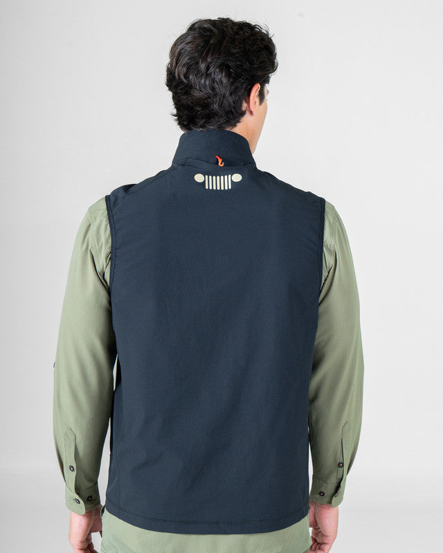 JEEP® x MAJA® Willys Vest, Black, back view, Relaxed fit, Polyamide, with 4-way stretch fabric, perfect for casual wear or training