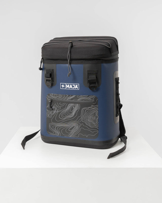 Santo Pattern Cooler, Navy Blue, front view, Polyester, with water-repellent, versatile use