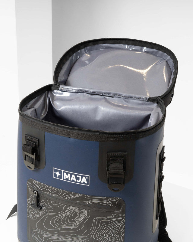 Santo Pattern Cooler, Navy Blue, side view, Polyester, with water-repellent, versatile use