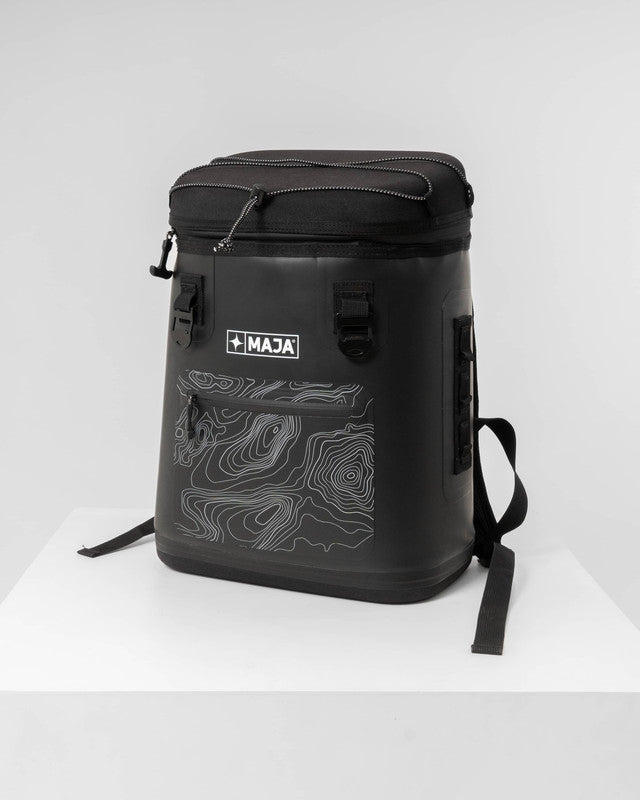 Santo Pattern Cooler, Black, front view, Polyester, with water-repellent, versatile use