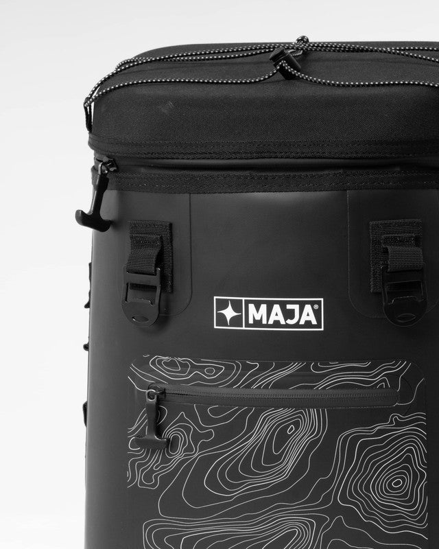 Santo Pattern Cooler, Black, side view, Polyester, with water-repellent, versatile use