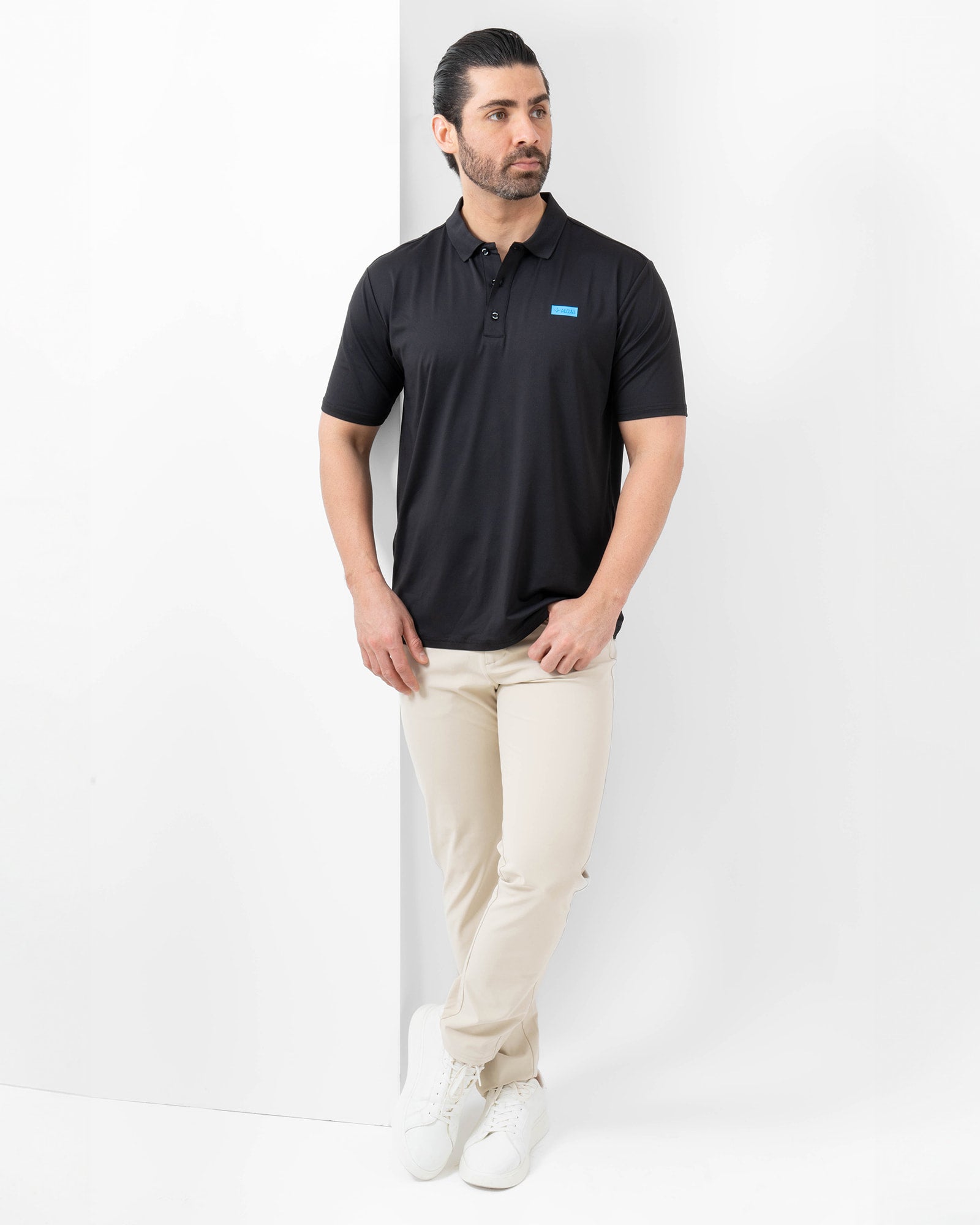 MAJA® Polo, Black, detail, Regular fit, Polyester, with UPF 50, versatile use