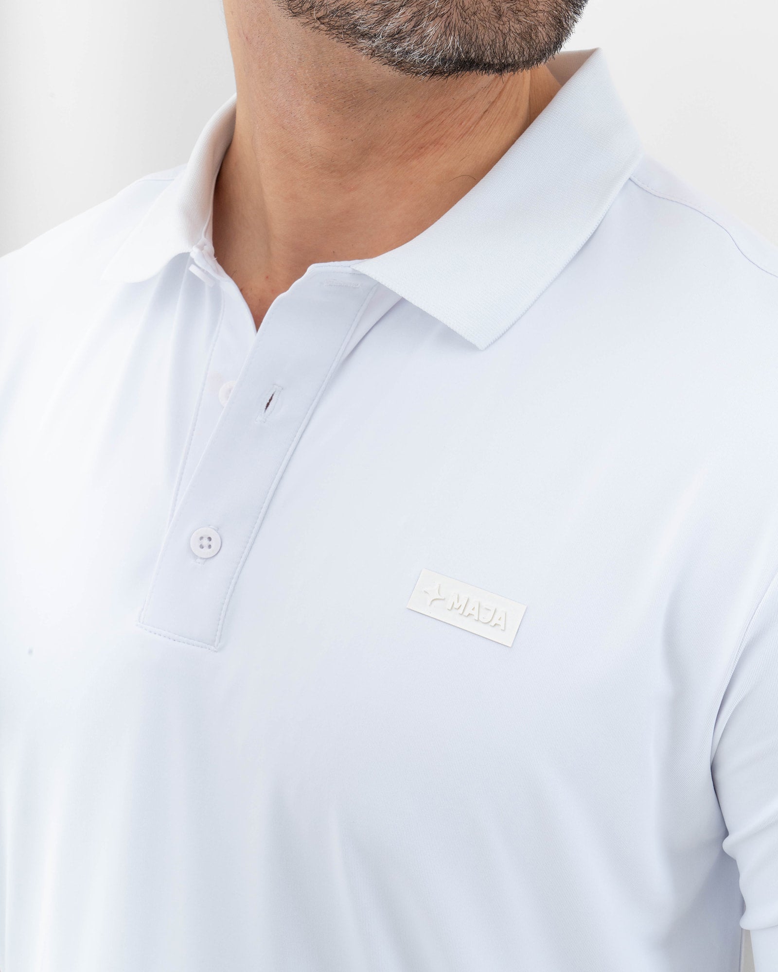 MAJA® Polo, White, side view, Regular fit, Polyester, with UPF 50, versatile use
