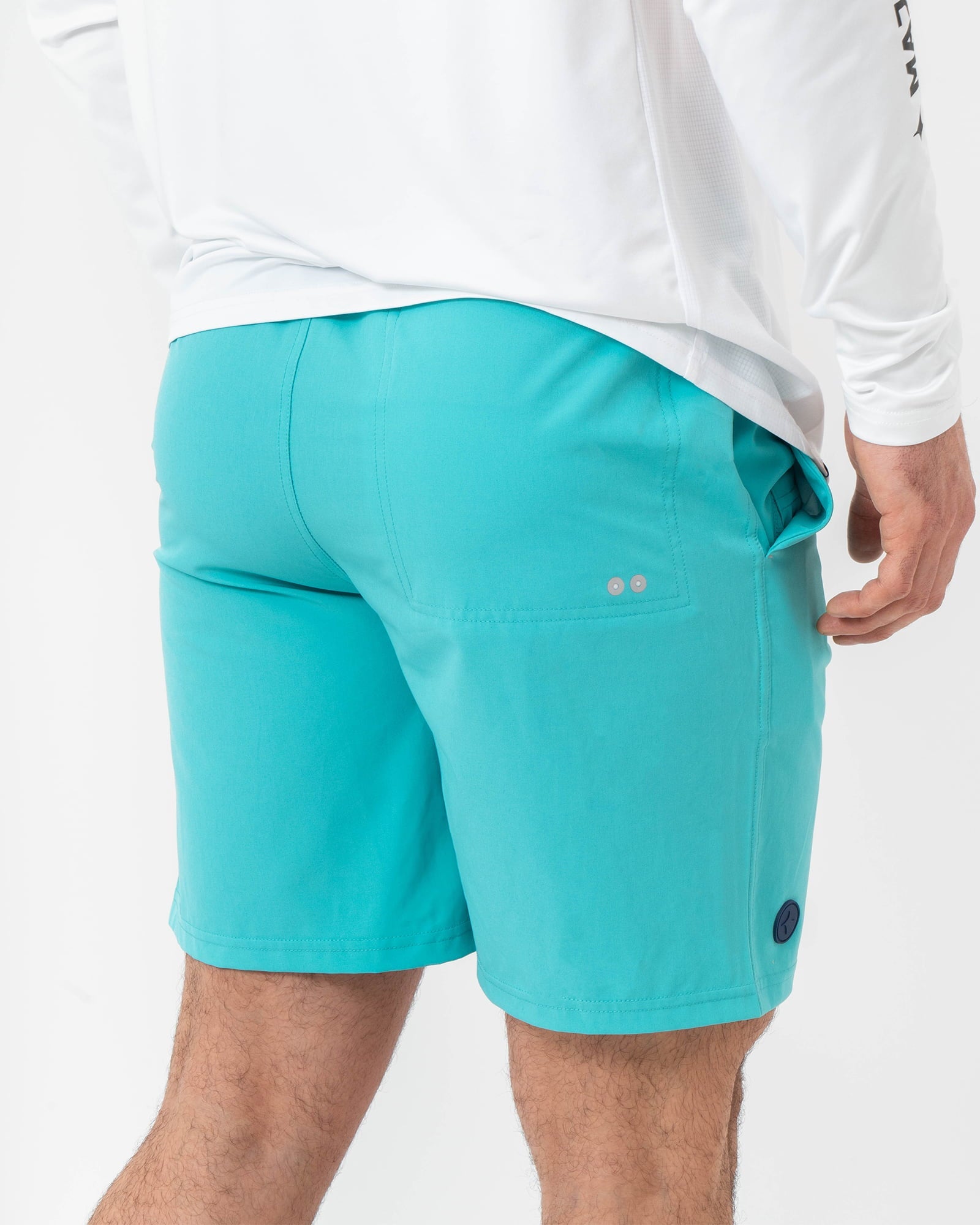 MAJA® Swim Shorts, Sky Blue, back view, Relaxed fit, Polyester, with 4-way stretch fabric, versatile use